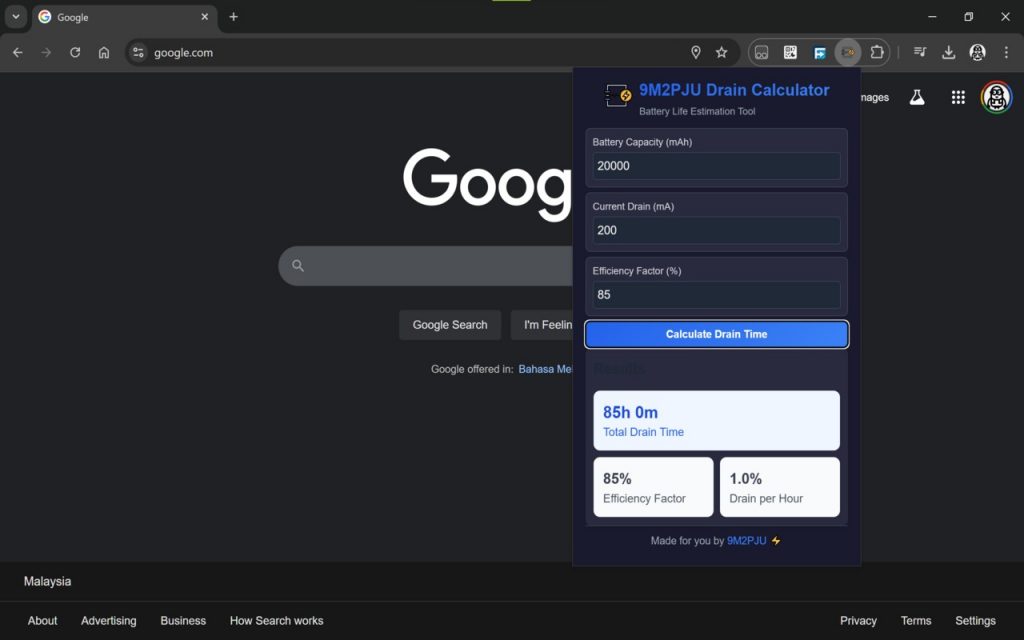 How to Calculate Battery Drain Time with the 9M2PJU Drain Calculator