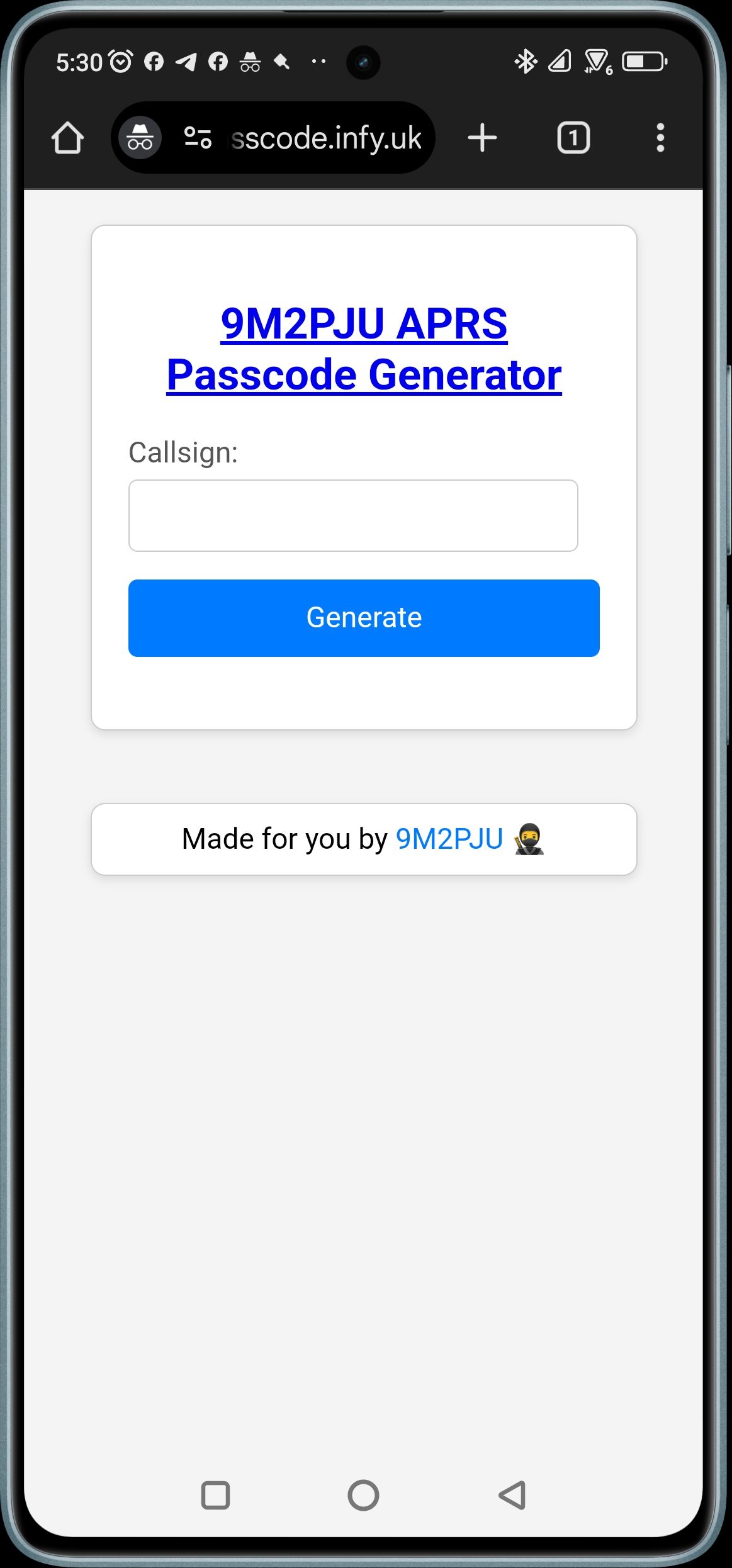 9M2PJU APRS Passcode Generator