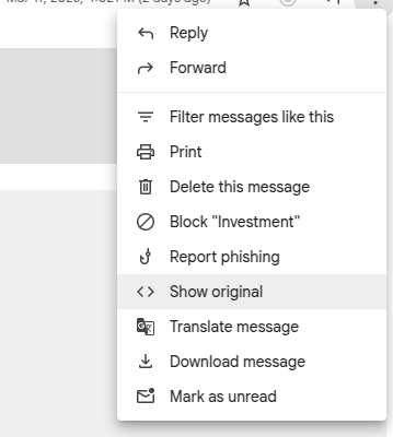 GMail show original menu