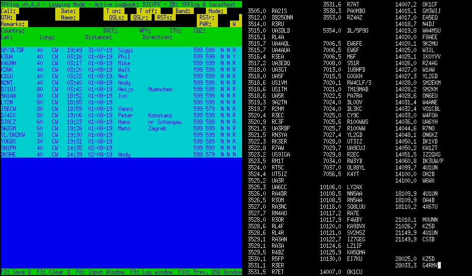 yfklog-bandmap YFKlog: A Powerful Ham Radio Logging Tool for Linux