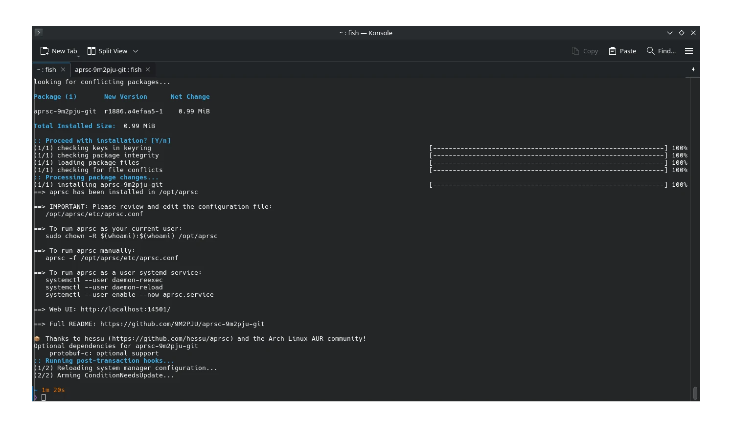 aprsc arch linux aur