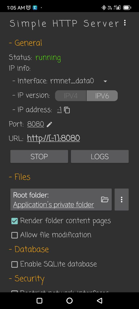 web server on mobile phone using ipv6