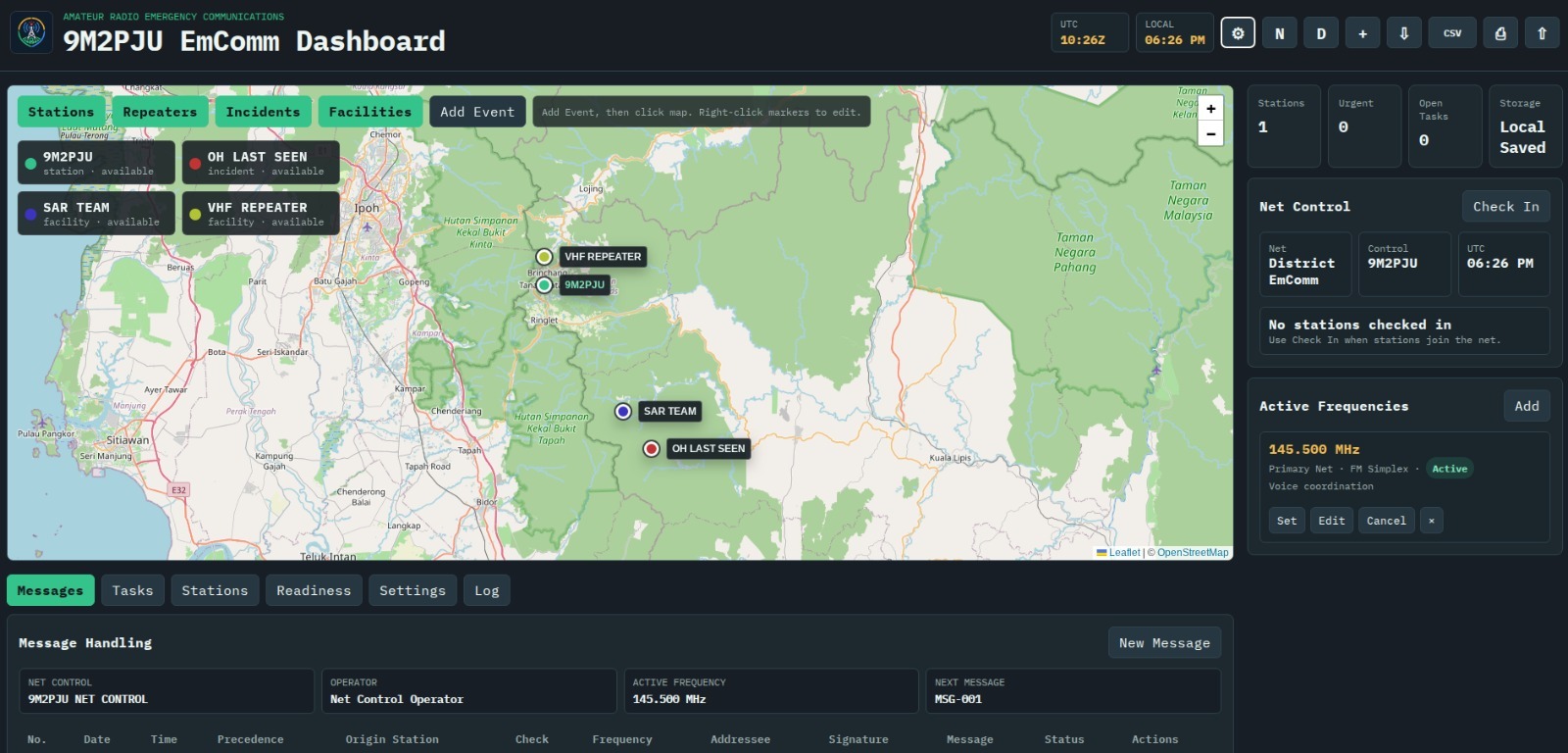 9M2PJU Emergency Communications Dashboard