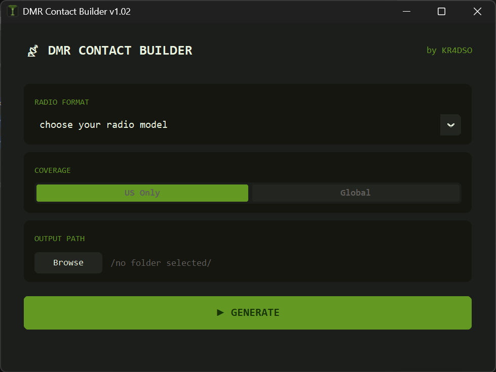 DMR Contact Builder CustomTkinter graphical interface for merging RadioID and FCC ULS databases