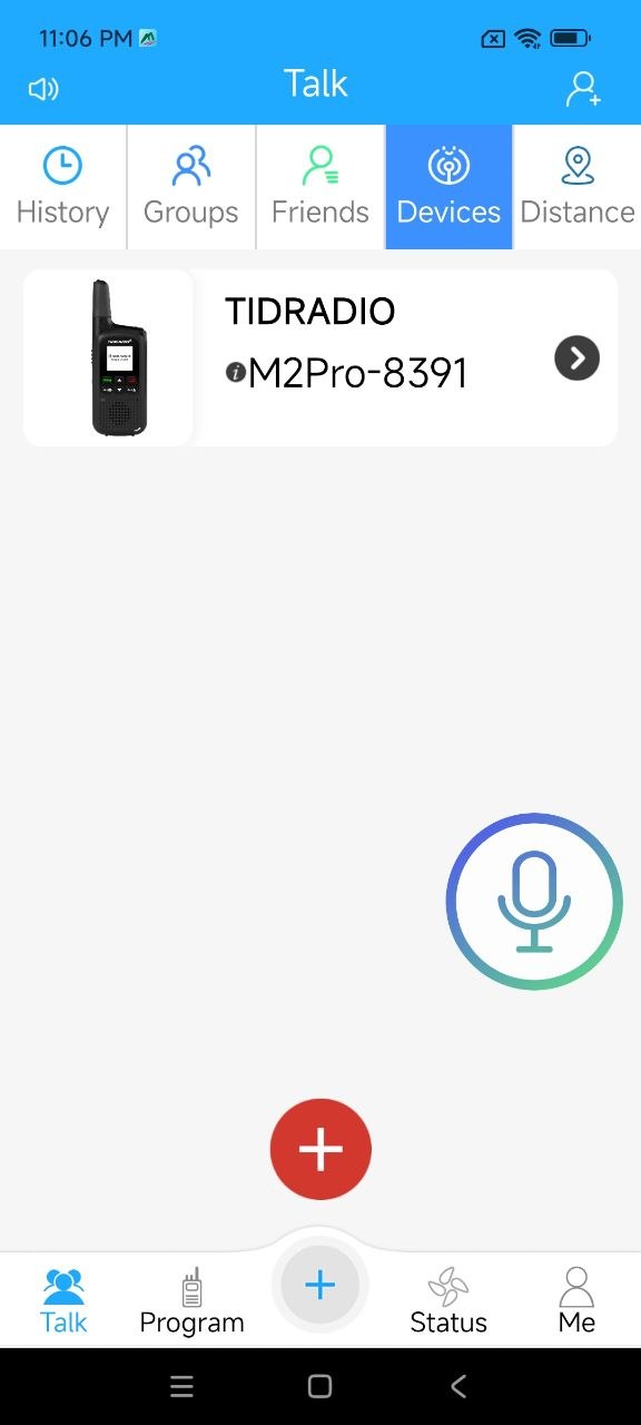 ODmaster app showing bound TIDRADIO M2Pro device under Devices tab